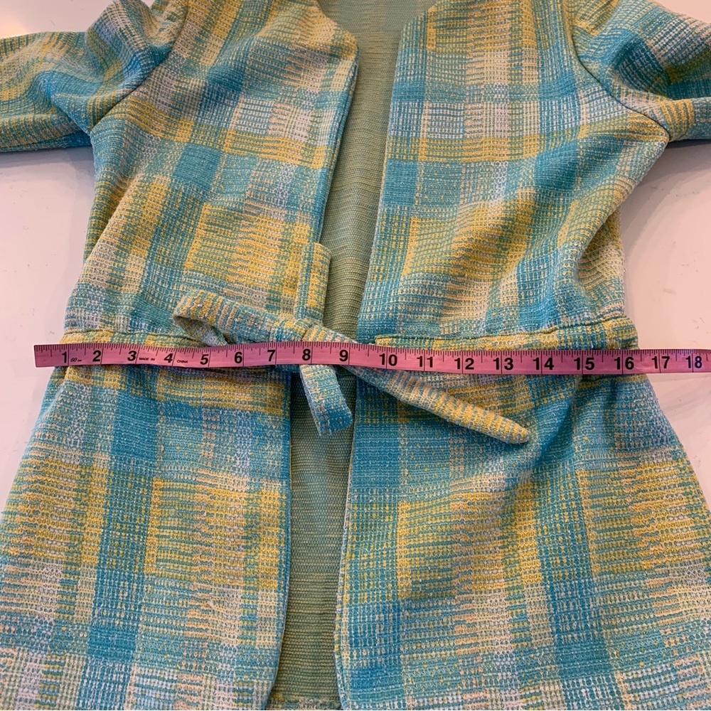 Aqua / Yellow Plaid Tweed Woman’s 2 Piece Skirt Set Vintage Size Medium NO Tags - Picture 6 of 16